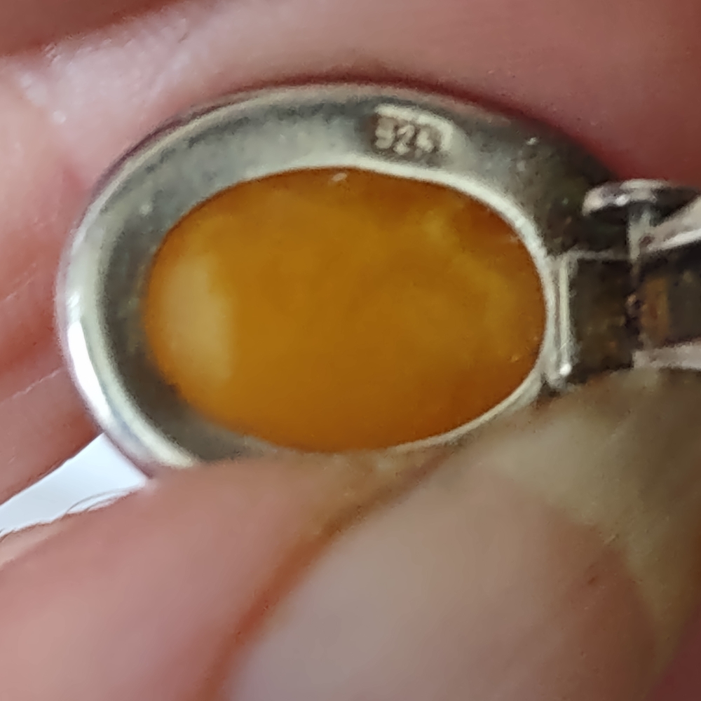vintage Egg Yolk Baltic Amber Earrings - Sterling Silver - Clip-on - Picture 13 of 16